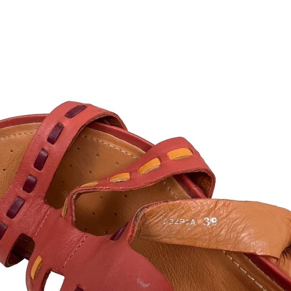Geox Rorie Wedge‎ Sandal Leather Slingback Ankle Strap Orange Women Size EUR 39 - Picture 7 of 8